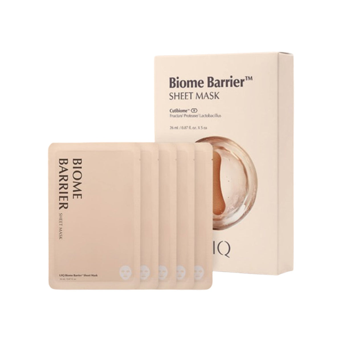 UIQ UIQ Biome Barrier Sheet Mask 5 Sheets - soothing - front bottle shot