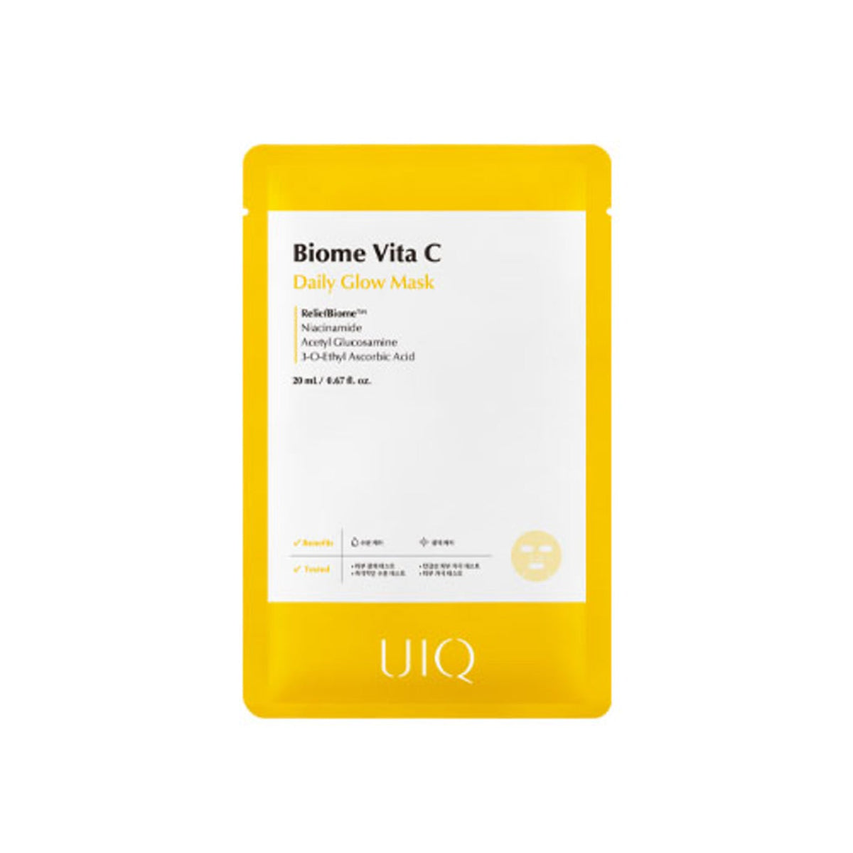UIQ UIQ Biome Vita C Daily Glow Mask 5 Sheets - anti-aging - front bottle shot