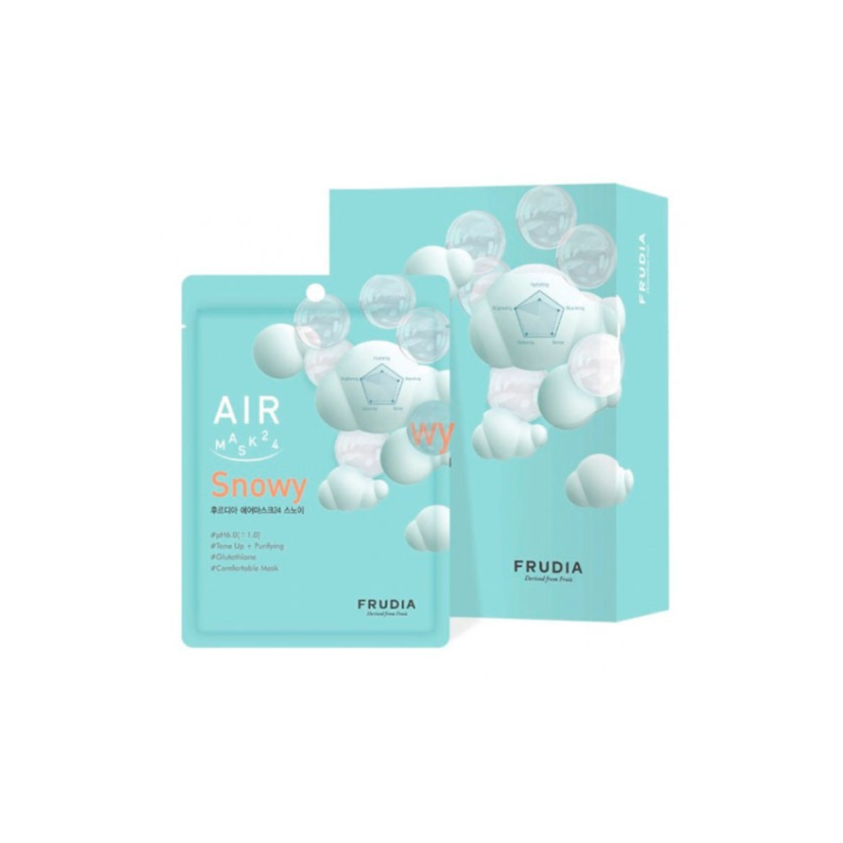FRUDIA FRUDIA Air Mask 24 - Snowy 25ml * 10ea - brightening - front bottle shot