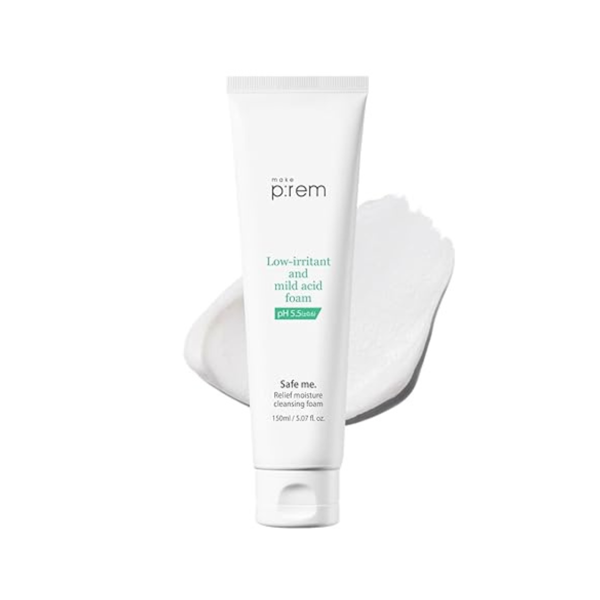 make p:rem make p:rem Safe Me. Relief Moisture Cleansing Foam 150ml - hydrating - front bottle shot