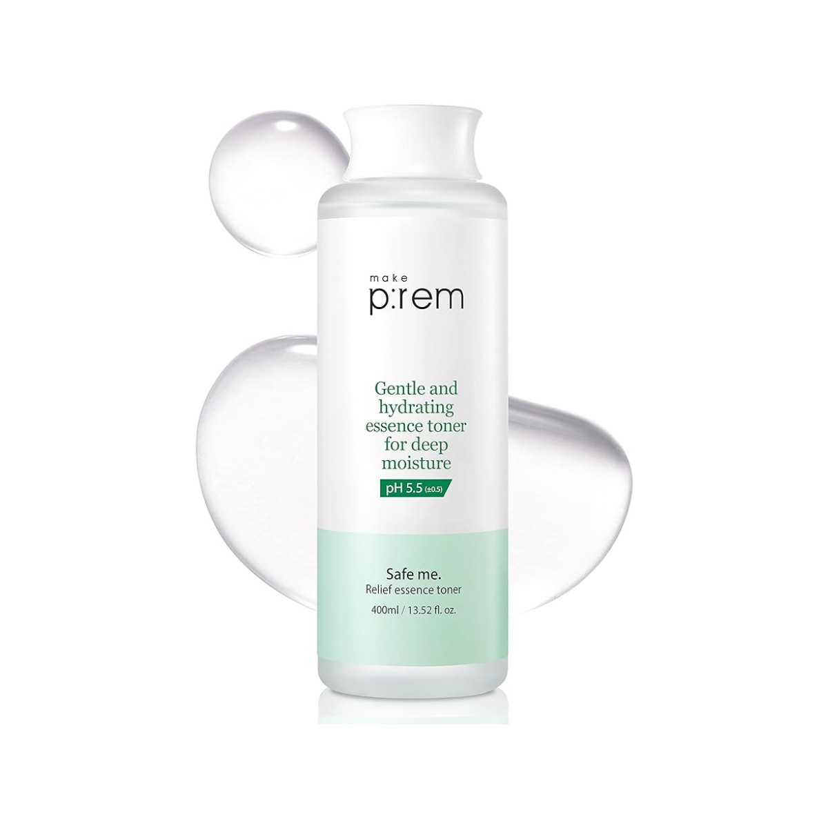make p:rem make p:rem Safe Me Relief Essence Toner 400ml - hydrating - front bottle shot