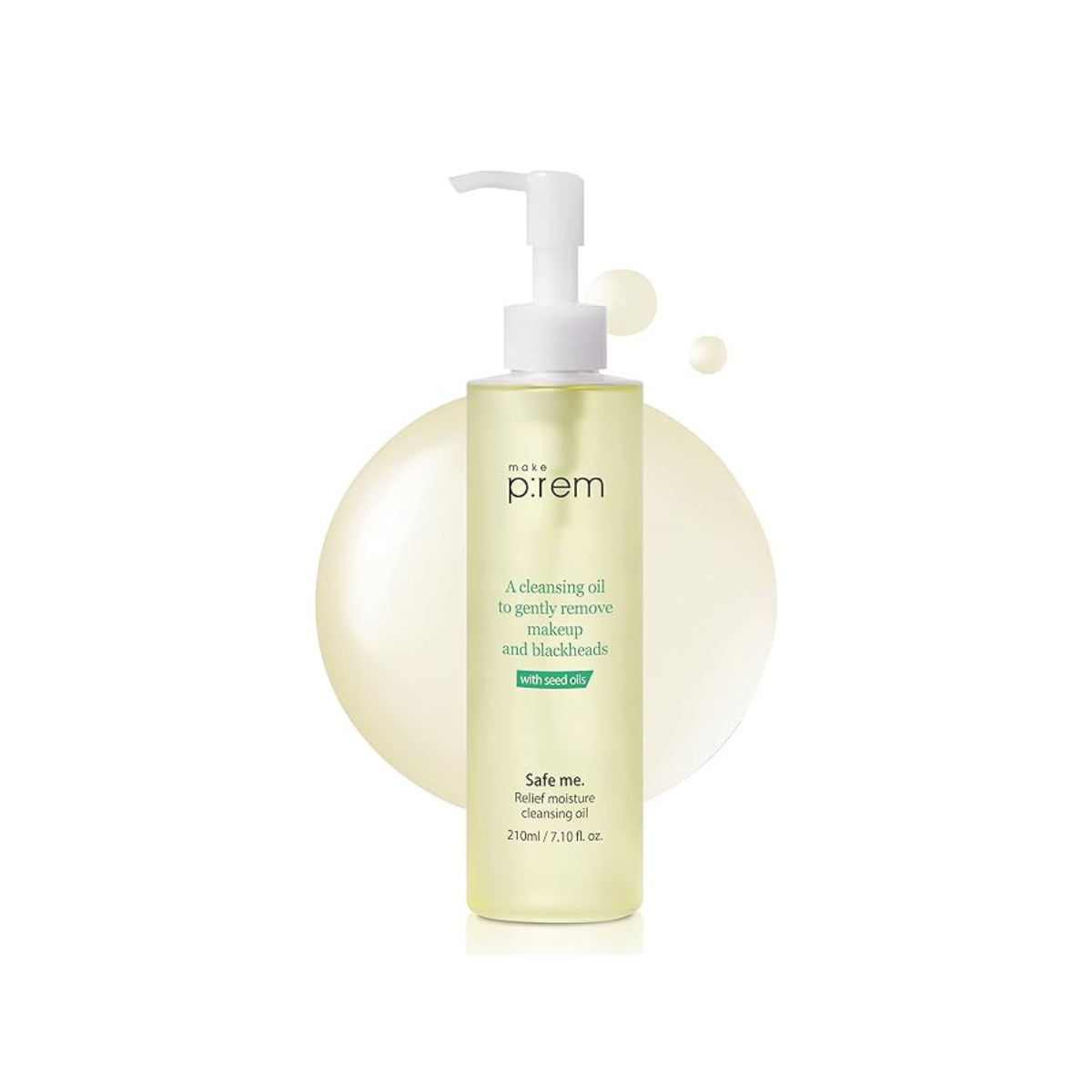 make p:rem make p:rem Safe Me. Relief Moisture Cleansing Oil 210ml - hydrating - front bottle shot