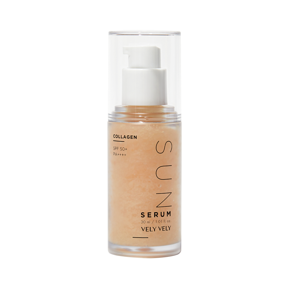 VELY VELY VELY VELY Collagen Sun Serum 30ml SPF 50+ PA++++ - hydrating - front bottle shot