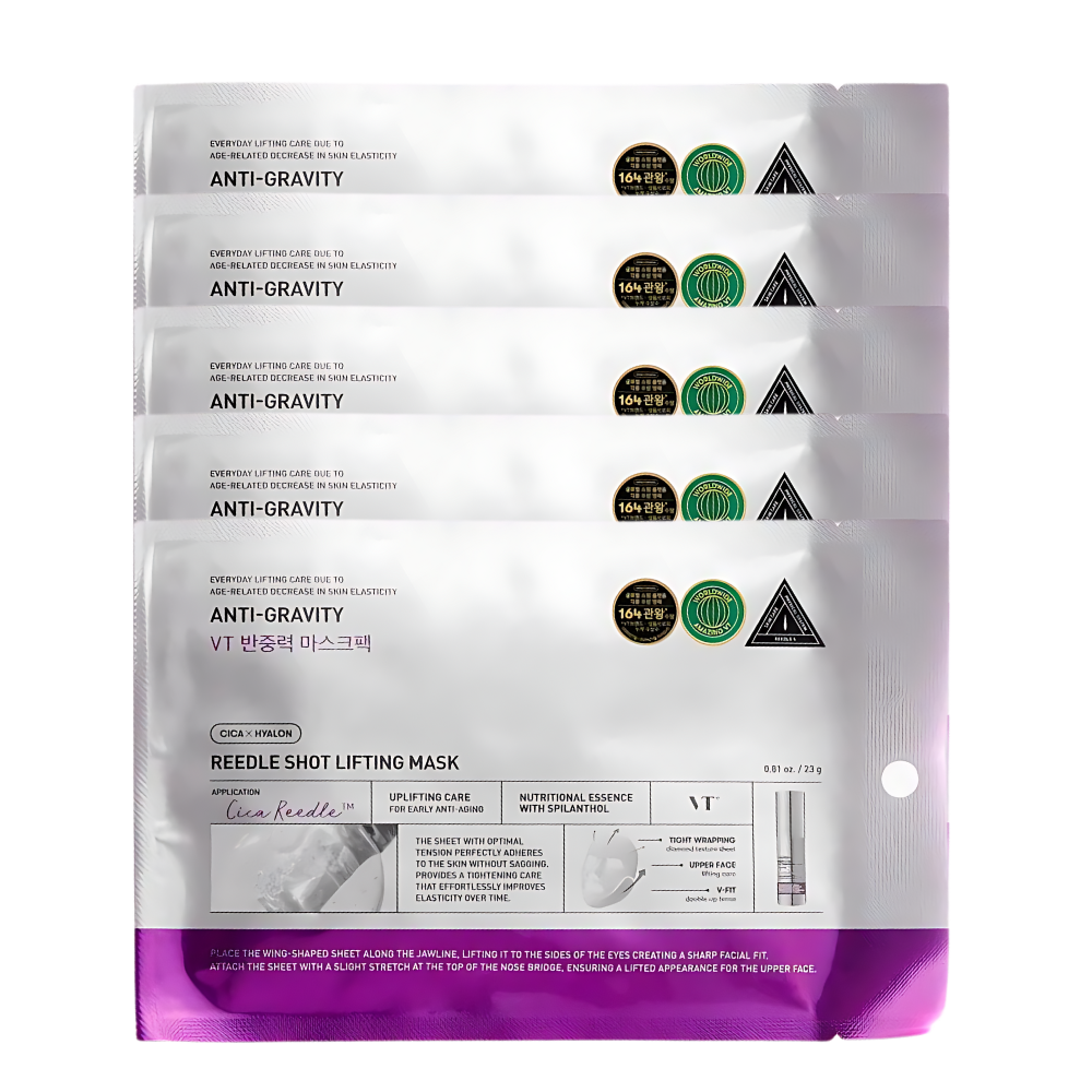 VT Cosmetics VT Cosmetics Anti-Gravity Cica x Hyalon Reedle Shot Lifting Mask 23g * 5ea - soothing - front bottle shot