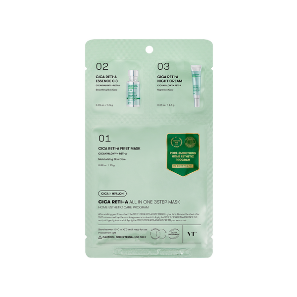 VT COSMETICS VT Cosmetics Cica Reti-A All In One 3 Step Mask 5ea - hydrating - front bottle shot