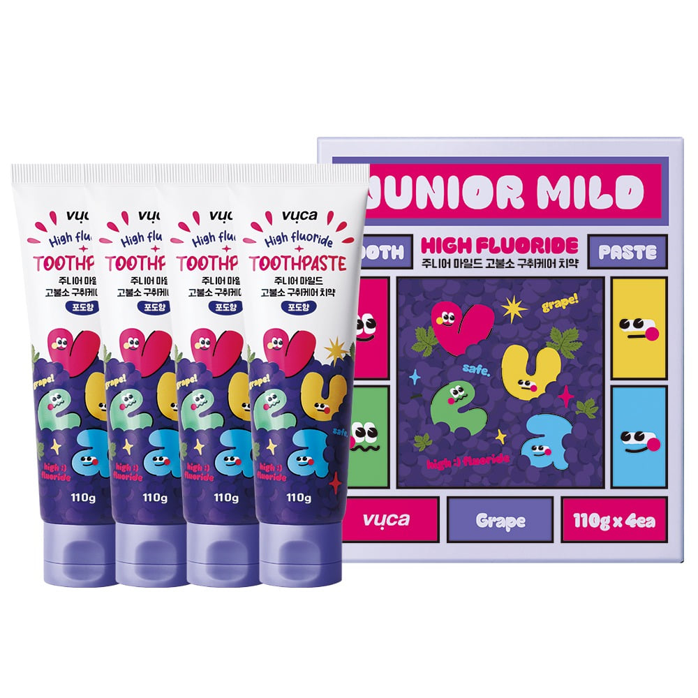 VUCA VUCA Junior Mild Toothpaste Grape 110g x 4ea - hydrating - front bottle shot