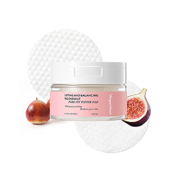Veganifect Veganifect Lifting And Balancing Fig Chestnut Pore Fit Toner Pad 120g 70ea - soothing - front bottle shot