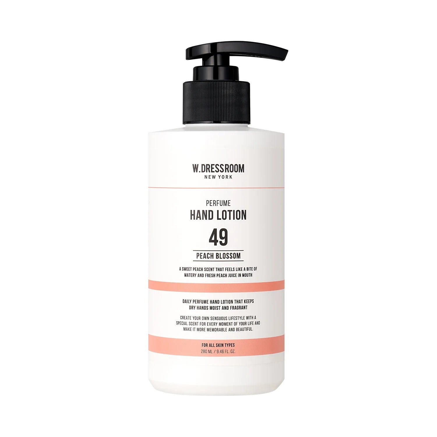 W.DRESSROOM W.DRESSROOM Perfume Hand Lotion No.49 Peach Blossom 280ml - hydrating - front bottle shot