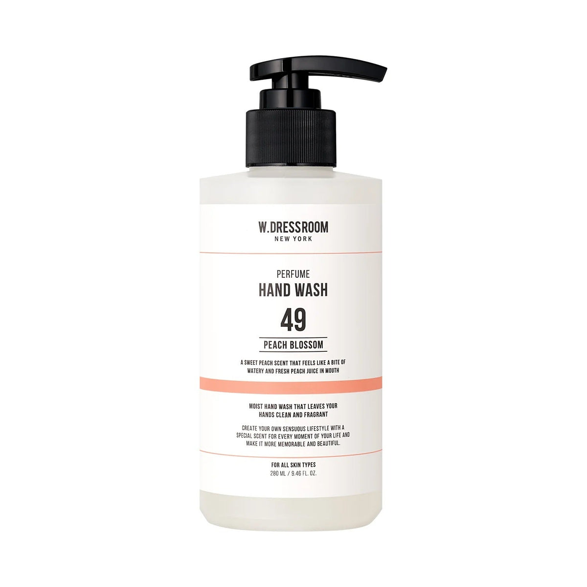 W.DRESSROOM W.DRESSROOM Perfume Hand Wash No.49 Peach Blossom 280ml - hydrating - front bottle shot