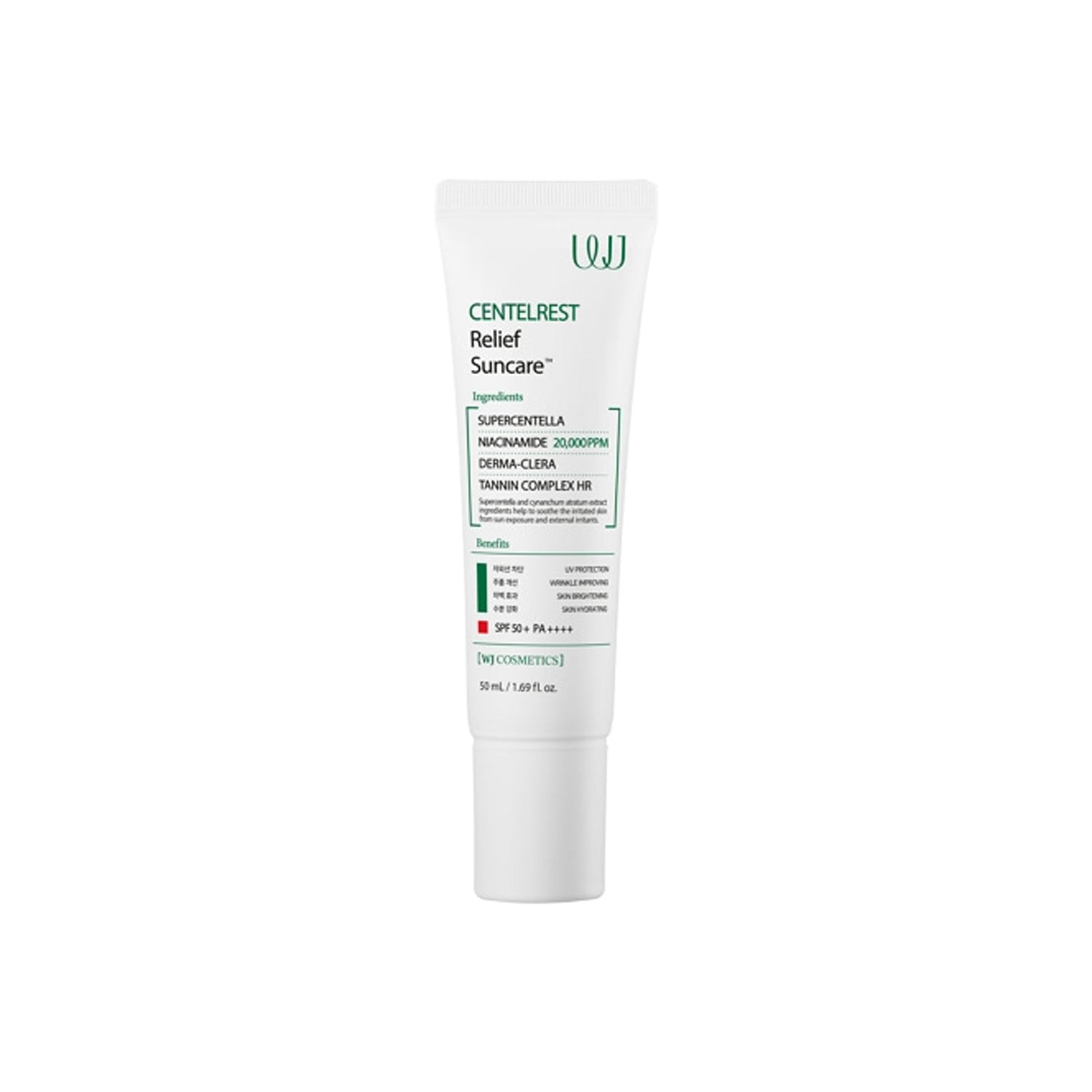 WJ WJ Centelrest Relief Suncare 50ml - hydrating - front bottle shot