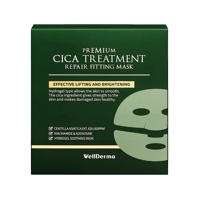 WellDerma WellDerma Premium Cica Treatment Repair Fitting Mask 25g *4ea (1BOX) - soothing - front bottle shot