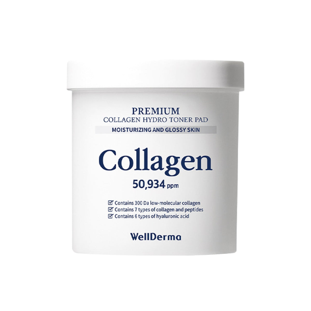 WellDerma WellDerma Premium Collagen Hydro Toner Pad 60 Sheets - hydrating - front bottle shot