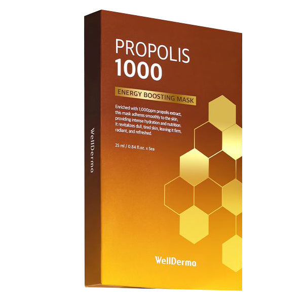 WellDerma WellDerma Propolis 1000 Energy Boosting Mask 1 Box 5 Sheets - hydrating - front bottle shot