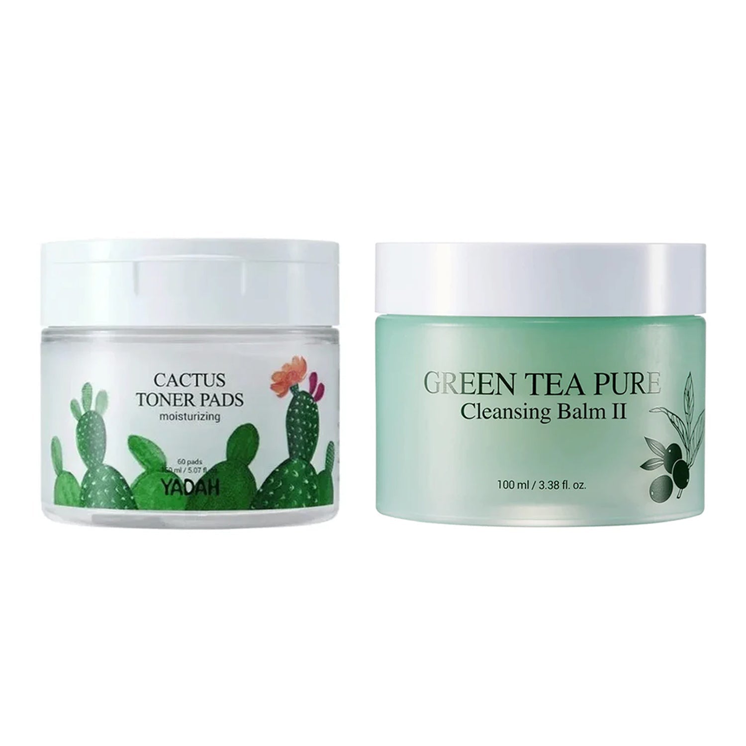YADAH YADAH Cactus Toner Pads 60ea + Cleansing Balm 100ml Set - hydrating - front bottle shot