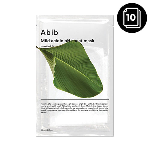 Abib Abib Mild Acidic pH Sheet Mask 10ea #Heartleaf Fit - soothing - front bottle shot