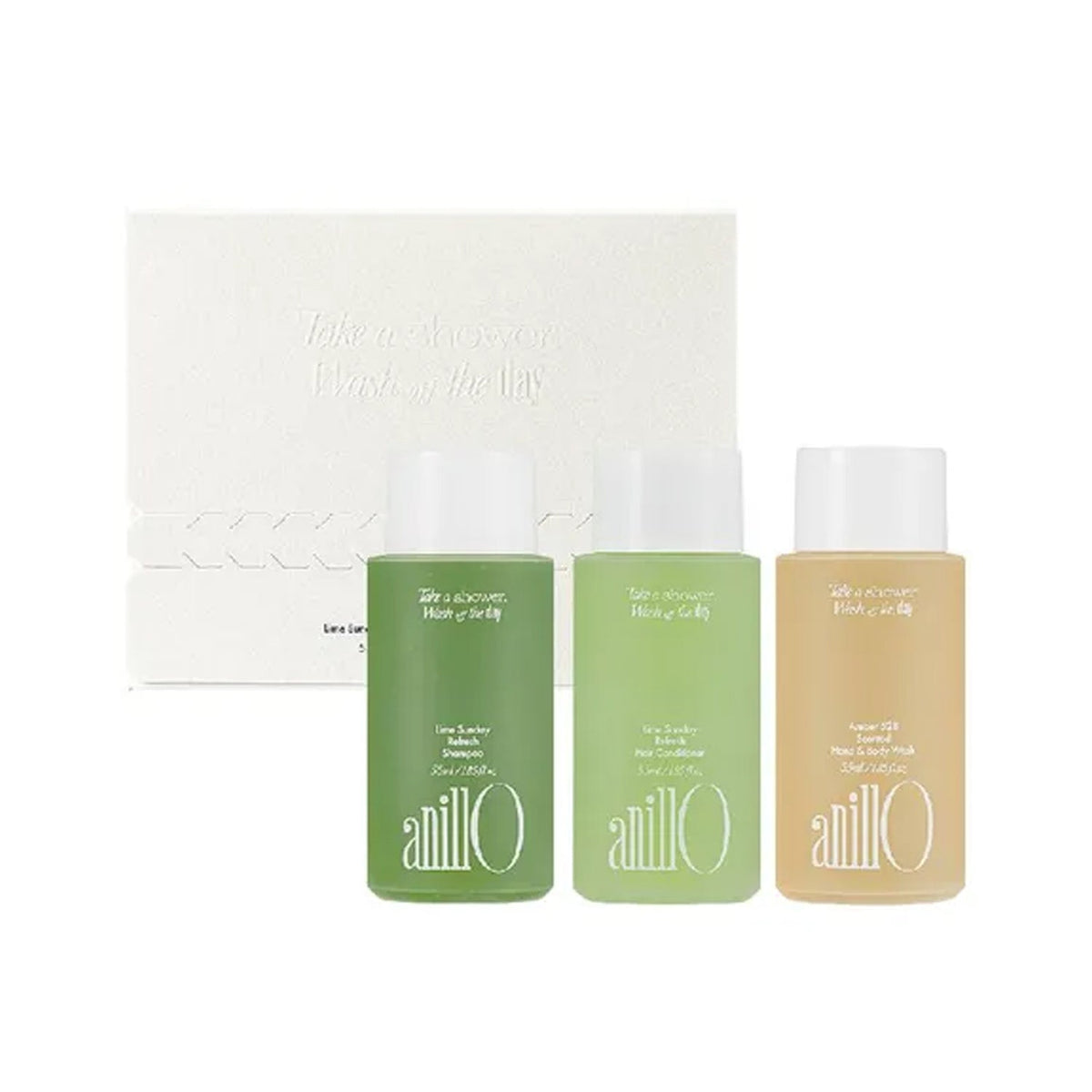 anillO anillO Lime Sunday & Amber 528 Travel Shower Set - hydrating - front bottle shot
