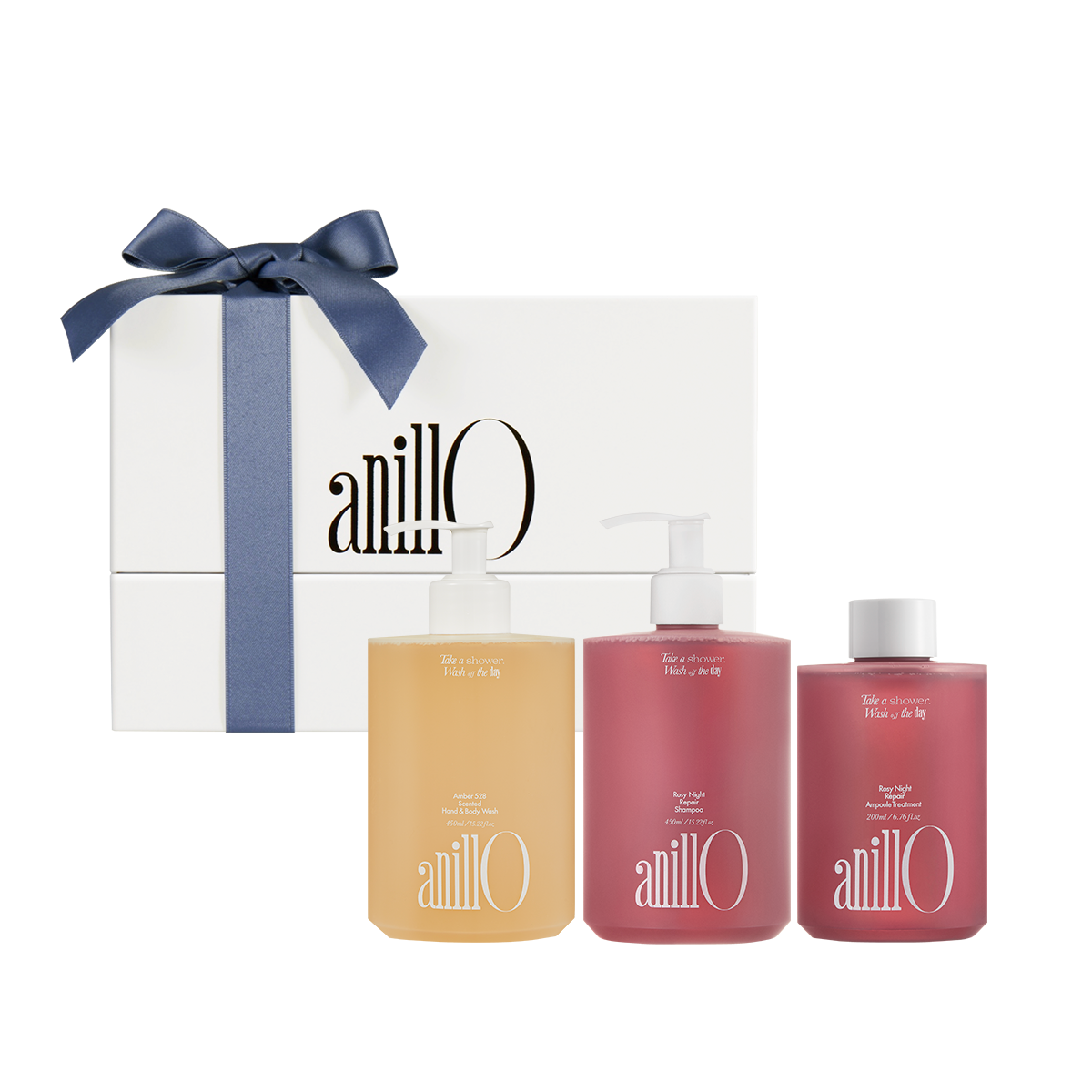 anillO [Gift Packaging] anillO Rosy Night Hair & Body Gift Set - hydrating - front bottle shot