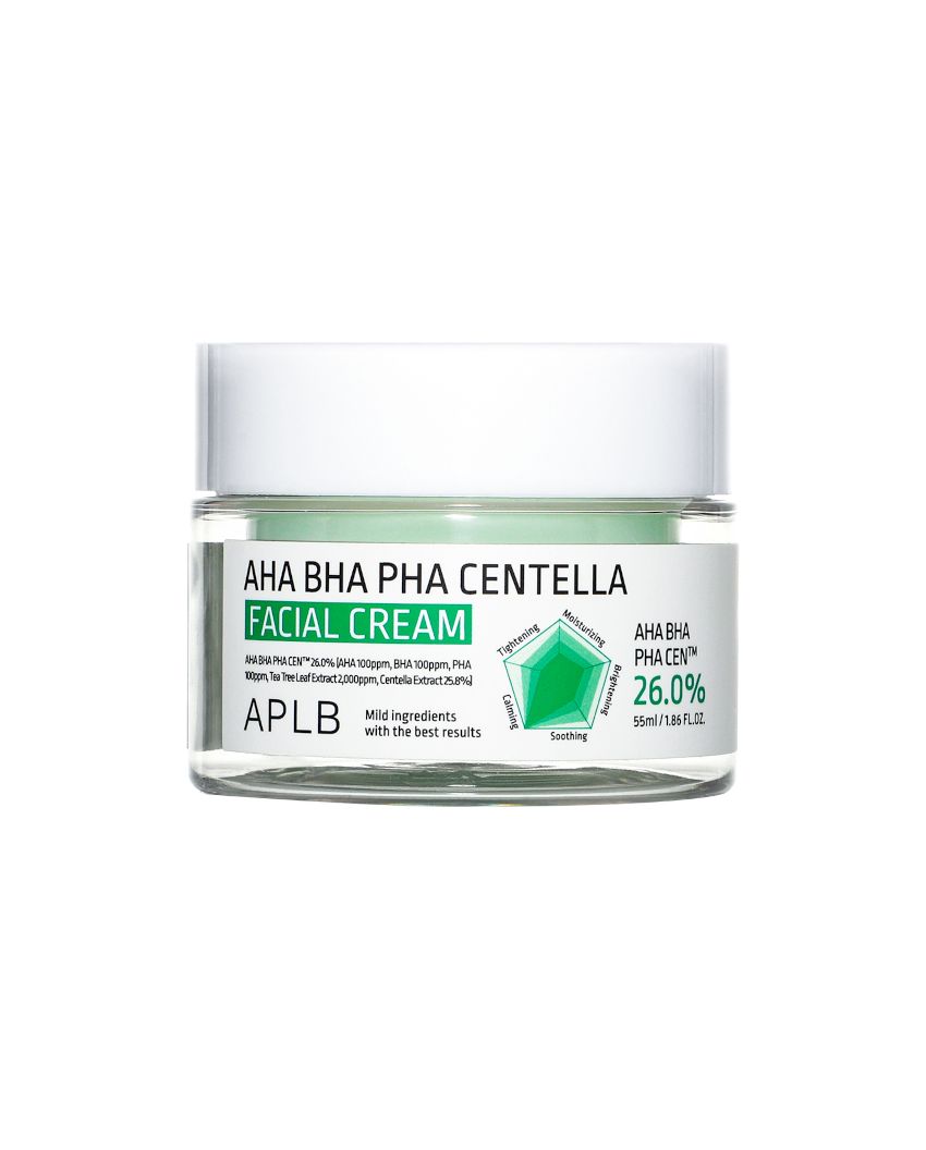 APLB APLB AHA BHA PHA Centella Facial Cream 55ml - soothing - front bottle shot