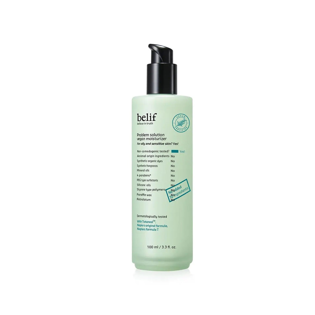 belif belif Problem Solution Vegan Moisturizer 100ml - hydrating - front bottle shot