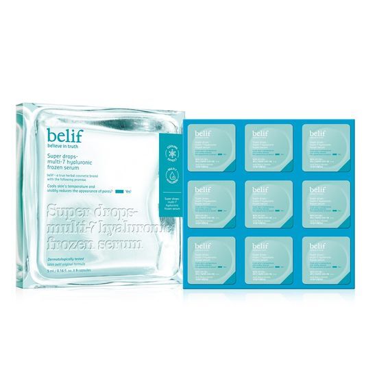 belif belif Super Drops Multi-7 Hyaluronic Frozen Serum 5ml x 9 Capsules - hydrating - front bottle shot