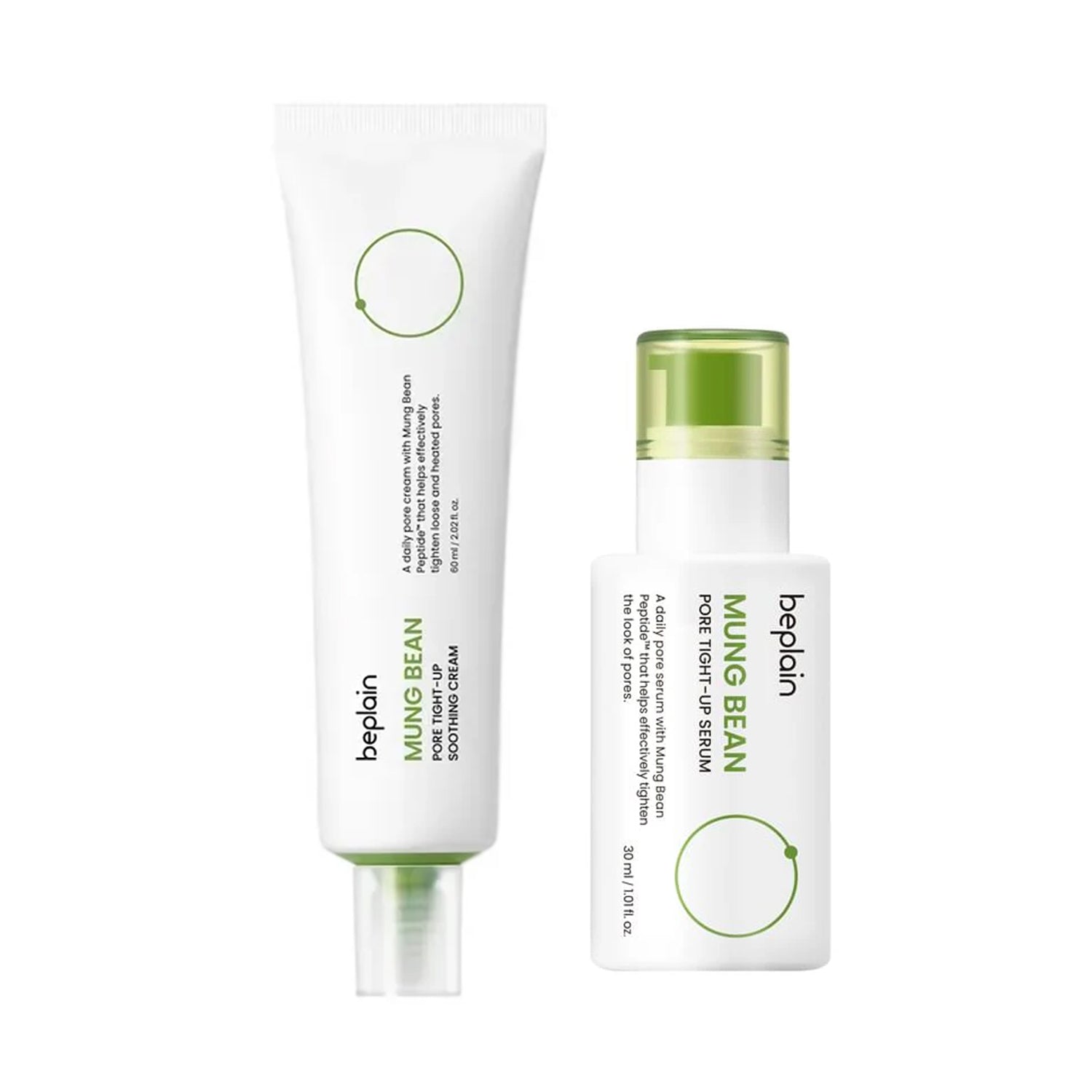 beplain beplain Mung Bean Pore Tight-up Set (Serum 30ml + Soothing Cream 60ml) - hydrating - front bottle shot