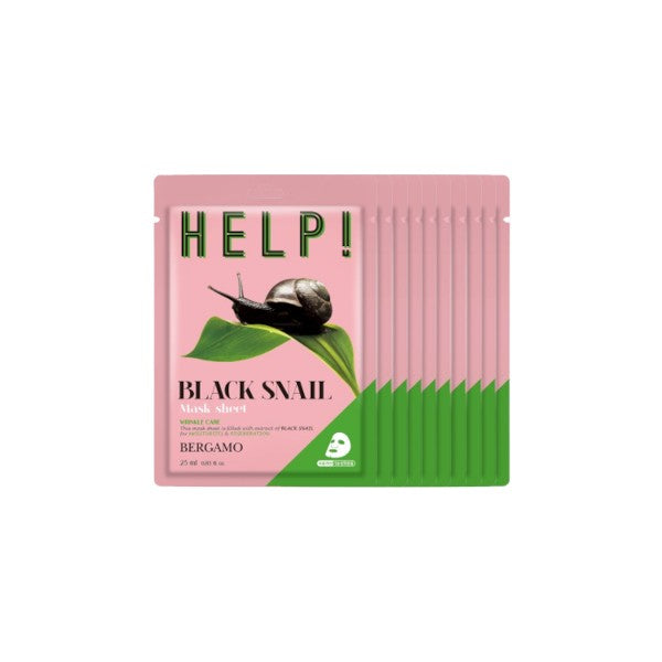 Bergamo Bergamo Help! Mask Pack Black Snail 25ml *10ea - hydrating - front bottle shot