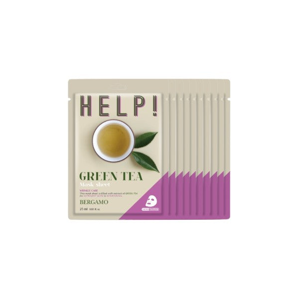 Bergamo Bergamo Help! Mask Pack Green Tea 25ml *10ea - hydrating - front bottle shot