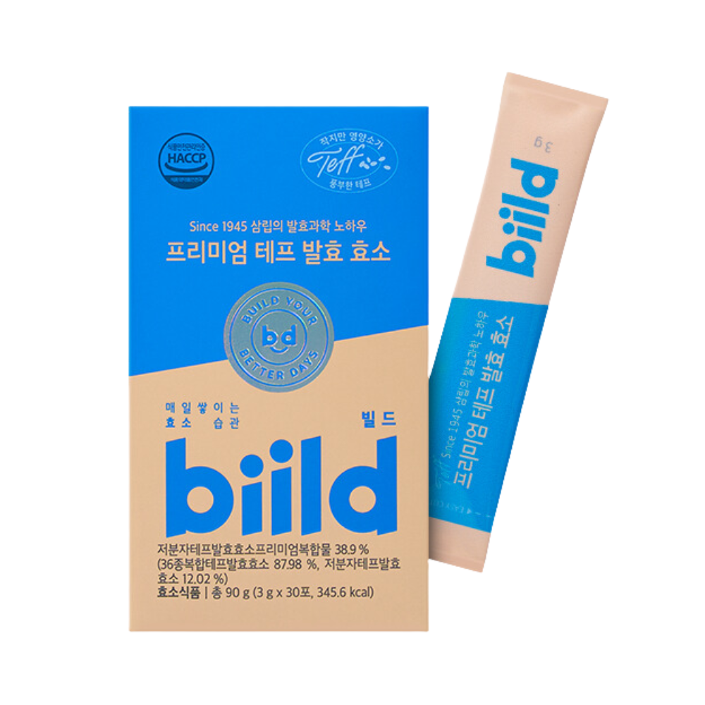 build build Premium Teff Fermented Enzyme 90g (30 Sticks, 1-Month Supply) - daily care - front bottle shot
