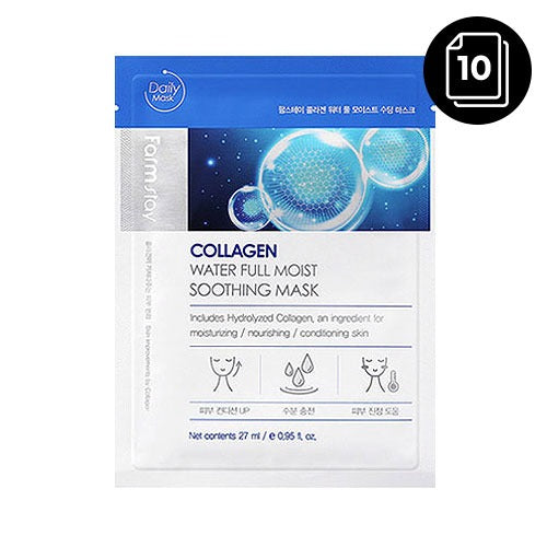 Farmstay FARMSTAY Collagen Water Full Moist Soothing Mask 27ml* 10ea - hydrating - front bottle shot