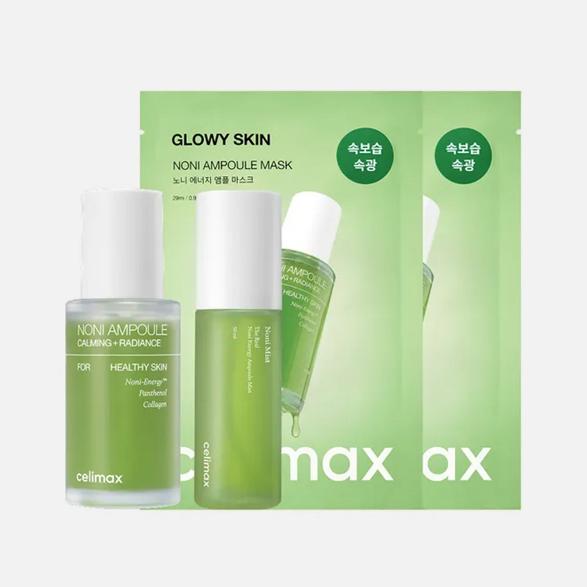 celimax celimax Noni Ampoule 30ml + Noni Mist 50ml + 2 Noni Mask Sheets Set - hydrating - front bottle shot