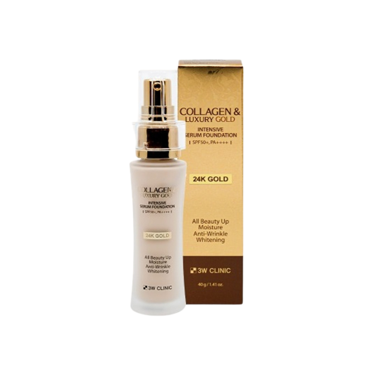 3W CLINIC 3W CLINIC Collagen & Luxury Gold Intensive Serum Foundation SPF50+ PA++++ 40g - hydrating - front bottle shot