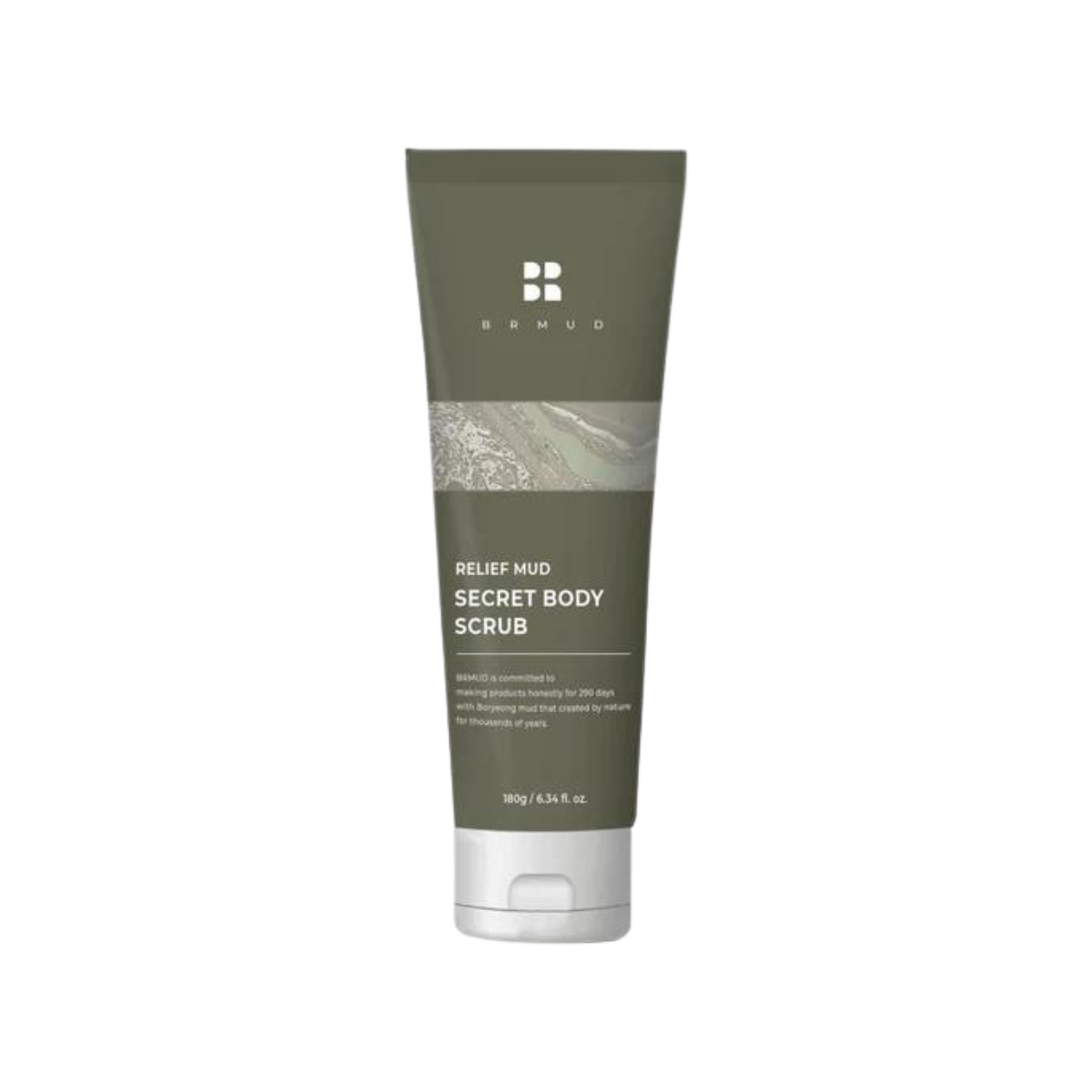 BRMUD BRMUD Relief Mud Secret Body Scrub 180g - exfoliating - front bottle shot