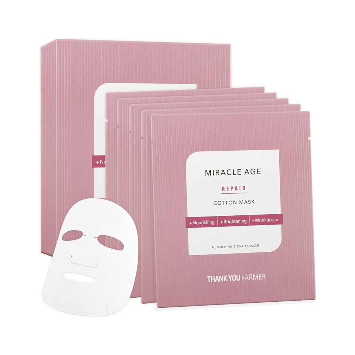 THANK YOU FARMER THANK YOU FARMER Miracle Age Repair Cotton Mask 25ml X 5 Pads - hydrating - front bottle shot