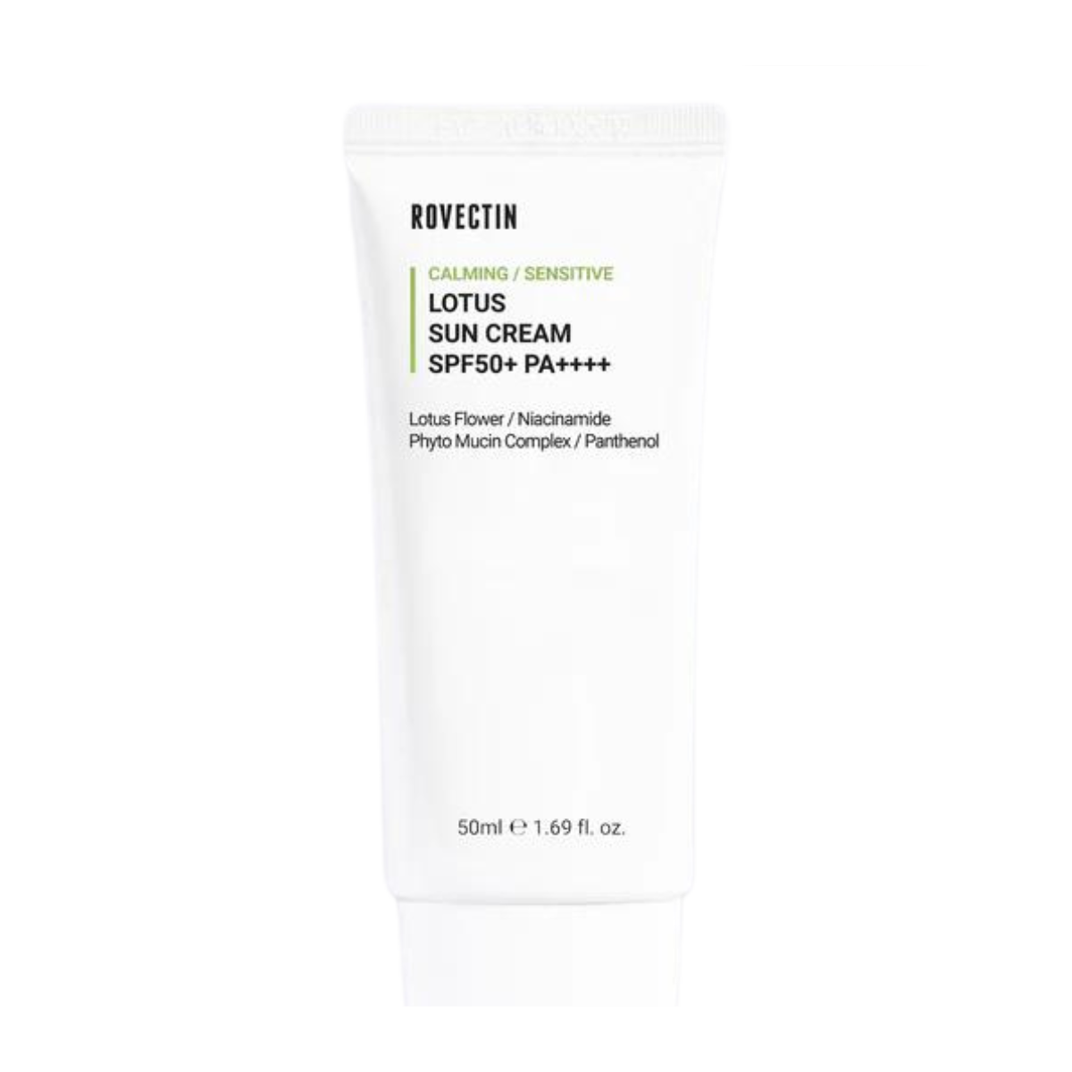 ROVECTIN ROVECTIN Calming Lotus Sun Cream SPF 50+ PA ++++ 50ml - hydrating - front bottle shot