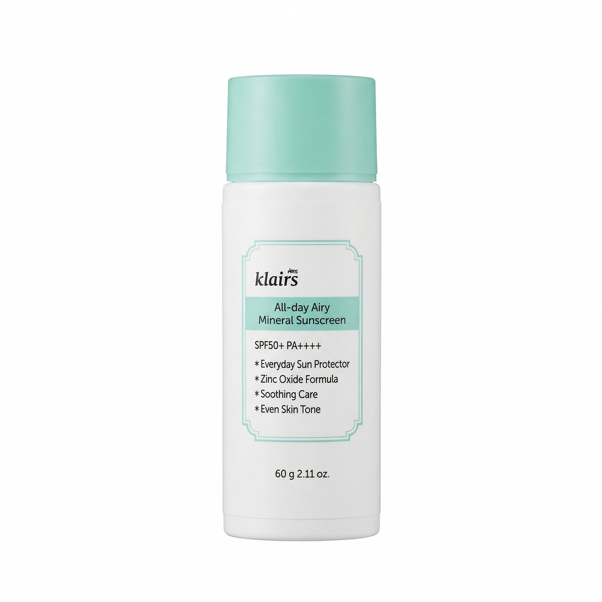 dear, klairs dear, klairs All-day Airy Mineral Sunscreen SPF50+ PA+++ 60g - hydrating - front bottle shot