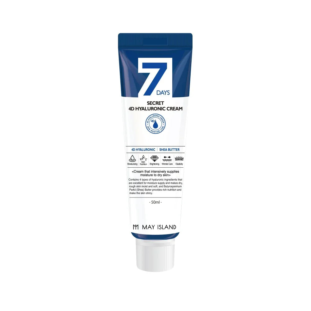 MAY ISLAND MAY ISLAND 7 Days Secret 4D Hyaluronic Cream 50ml - hydrating - front bottle shot