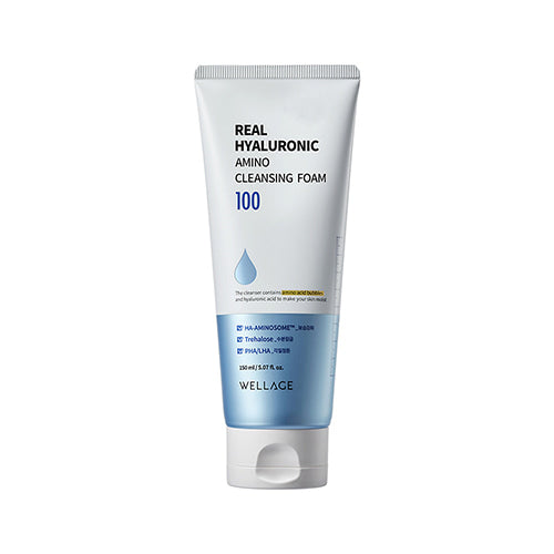 WELLAGE Wellage Real Hyaluronic Amino Cleansing Foam 150ml - hydrating - front bottle shot