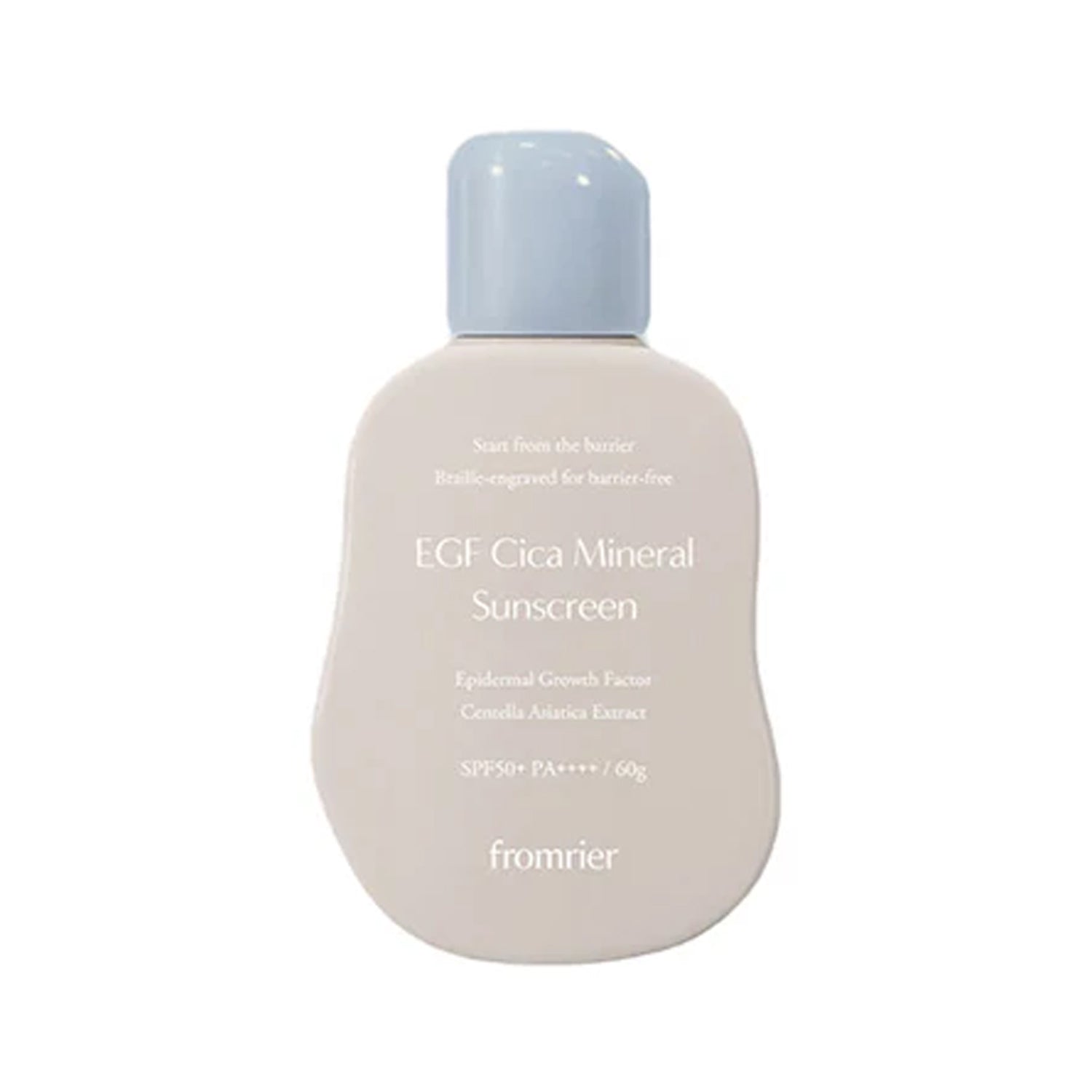 fromrier fromrier Vegan EGF Cica Mineral Sunscreen SPF50+ PA++++ 60g - soothing - front bottle shot