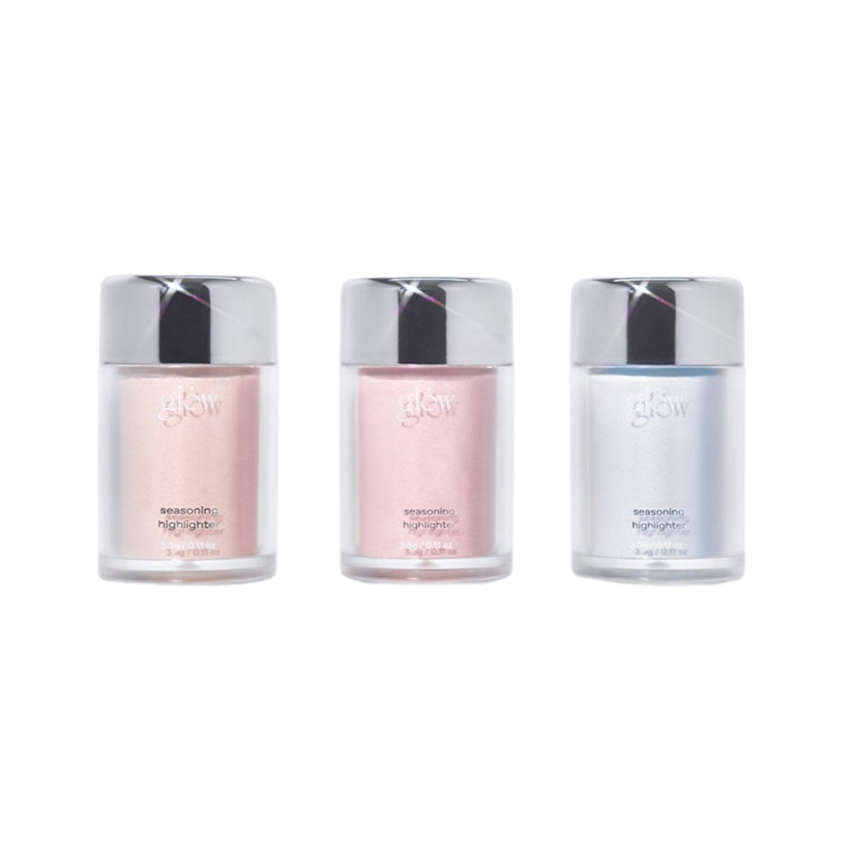 glow glow Seasoning Highlighter 3 Color Set - brightening - front bottle shot