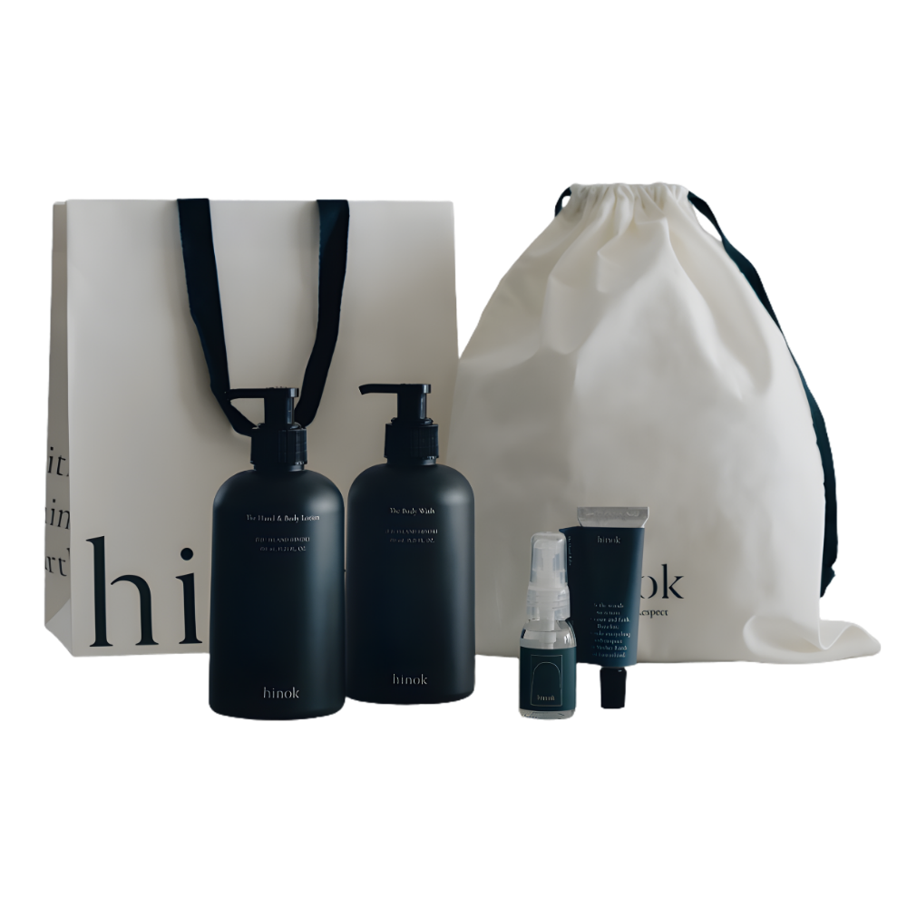 hinok hinok [New Year Gift Wrapped] Body Care Set - Jeju Hinoki Cypress Body Wash & Lotion - hydrating - front bottle shot