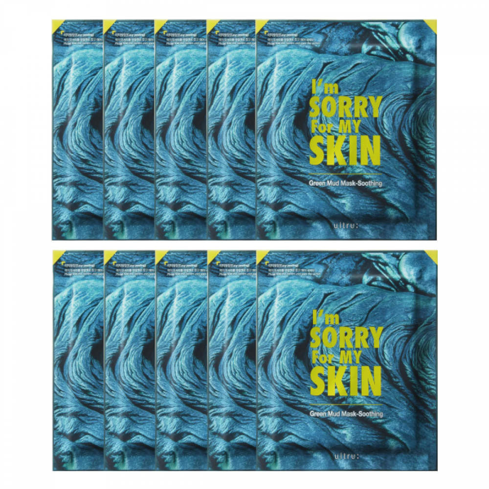 I'm Sorry For My Skin I'm Sorry For My Skin Green Mud Mask Soothing 10ea - hydrating - front bottle shot
