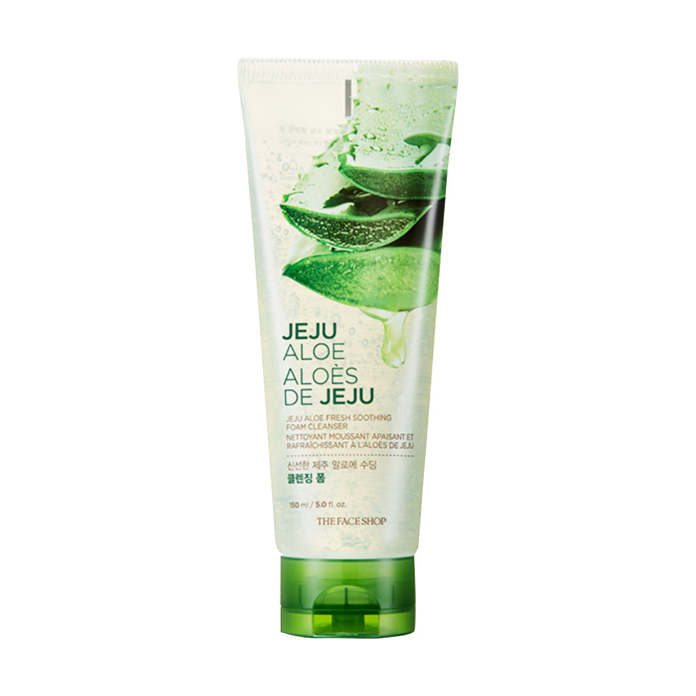 THE FACE SHOP THE FACE SHOP Jeju Aloe Fresh Soothing Foam Cleanser 150ml - hydrating - front bottle shot