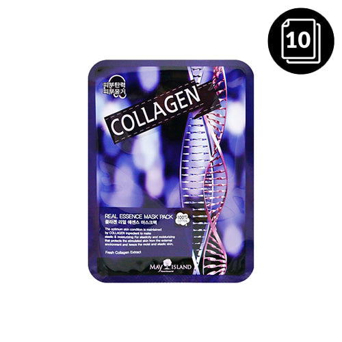 MAY ISLAND MAY ISLAND Collagen Real Essence Mask Pack 10ea - hydrating - front bottle shot