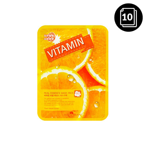 MAY ISLAND MAY ISLAND Vitamin Real Essence Mask Pack 10ea - brightening - front bottle shot