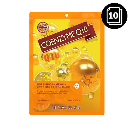 MAY ISLAND MAY ISLAND Coenzyme Q10 Real Essence Mask Pack 10ea - anti-aging - front bottle shot