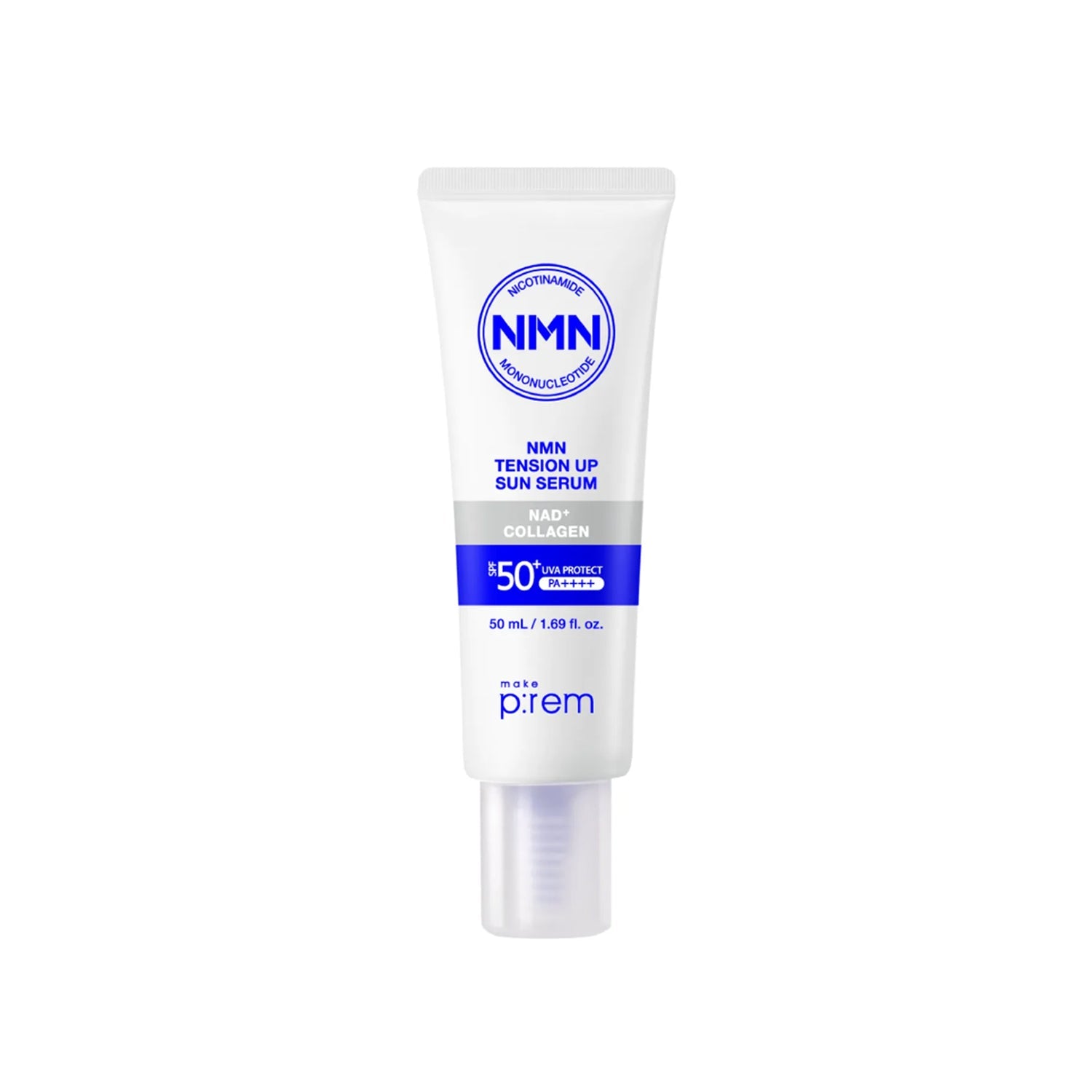 make p:rem make p:rem NMN Tension Up Sun Serum 50ml - hydrating - front bottle shot