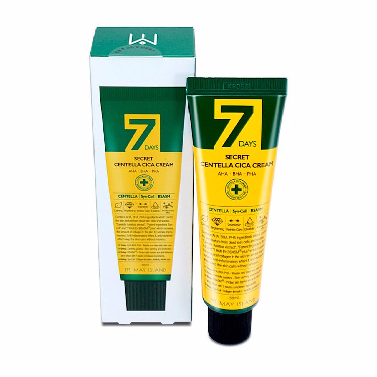 MAY ISLAND MAY ISLAND 7 Days Secret Centella Cica Cream 50ml - hydrating - front bottle shot