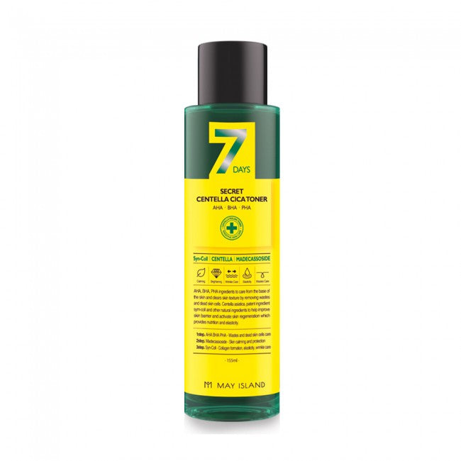 MAY ISLAND MAY ISLAND 7 Days Secret Centella Cica Toner 155ml - soothing - front bottle shot