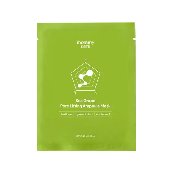 mommy care mommy care Sea Grape pore lifting ampoule mask 1box 7ea - hydrating - front bottle shot