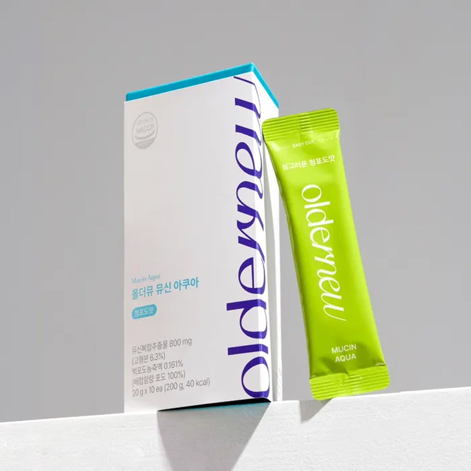 oldernew oldernew Mucin Aqua (Green Grape Flavor) - 20g x 20 Sticks (2 Boxes) - soothing - front bottle shot